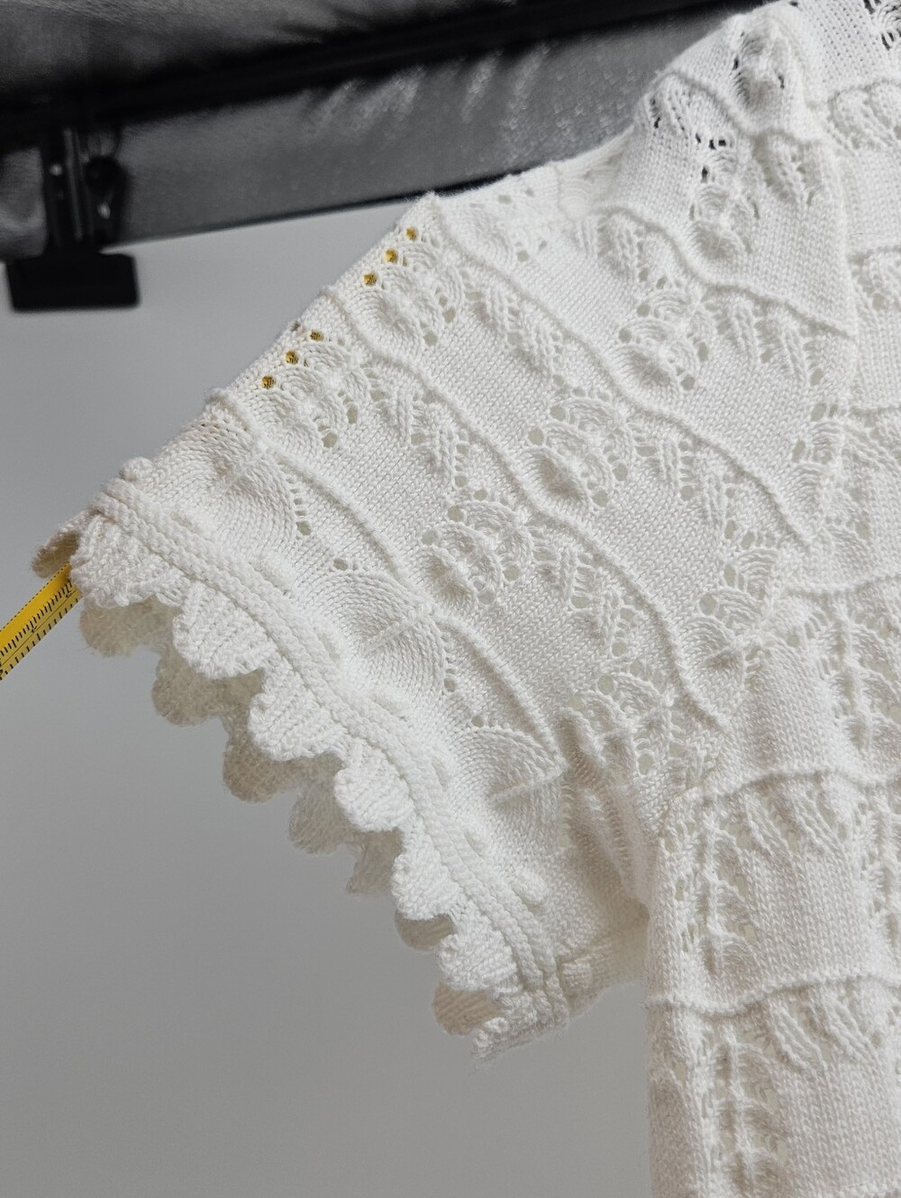 Zesica White Open Knit Crochet Sweater Top Scalloped Cottagecore Romantic - Picture 7 of 12